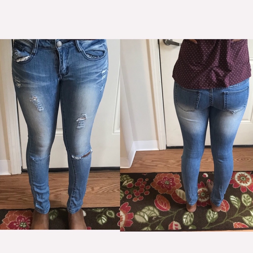• Machine Pour Neuf Mode Blue Skinny Jeans - Picture 9 of 16